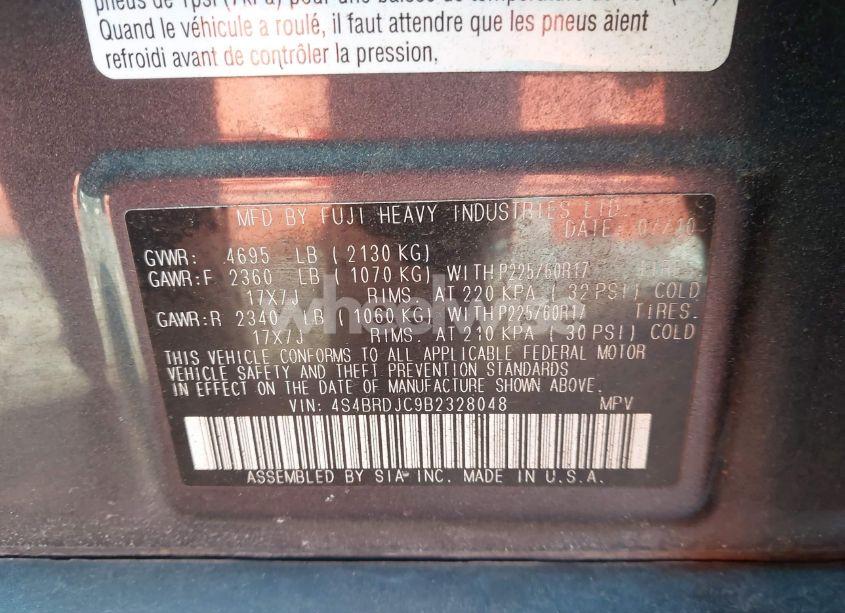 Photo 9 of 2011 Subaru Outback 3.6R LIMITED (VIN 4S4BRDJC9B2328048)