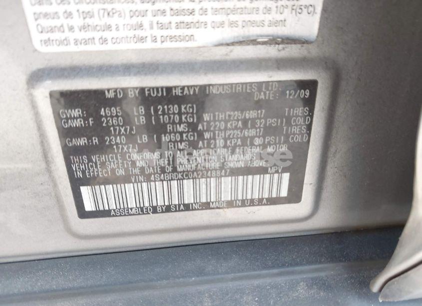 Photo 9 of 2010 Subaru Outback 3.6R LIMITED (VIN 4S4BRDKC0A2348847)