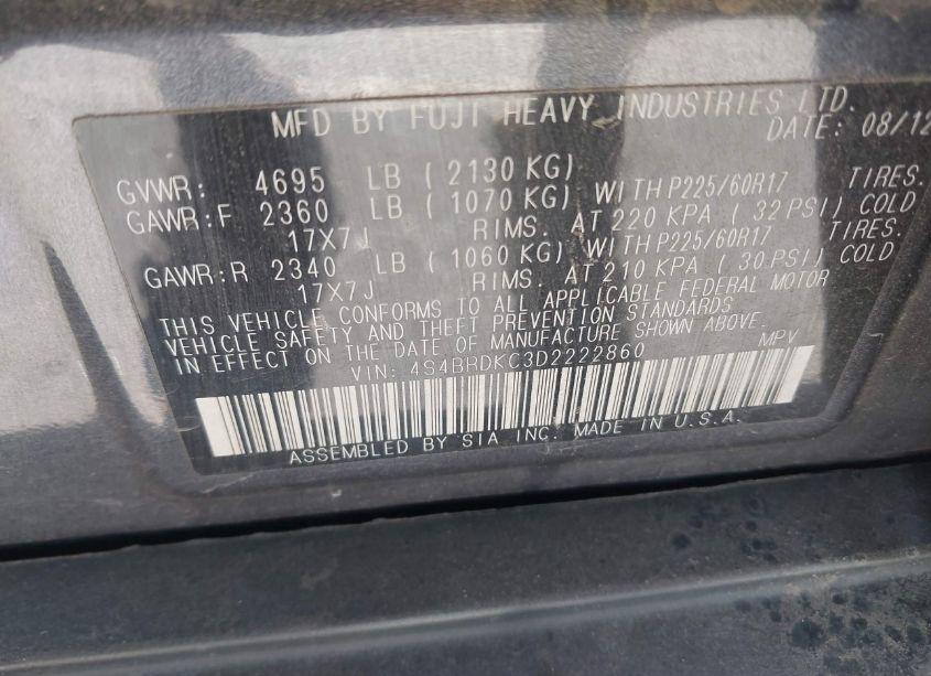 Photo 9 of 2013 Subaru Outback 3.6R LIMITED (VIN 4S4BRDKC3D2222860)