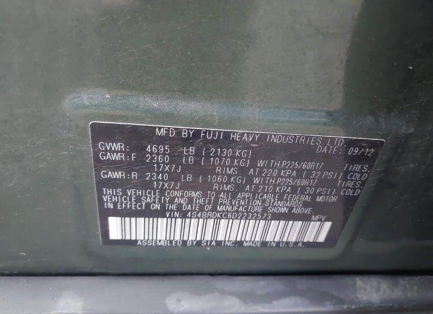 Photo 9 of 2013 Subaru Outback 3.6R LIMITED (VIN 4S4BRDKC6D2232573)