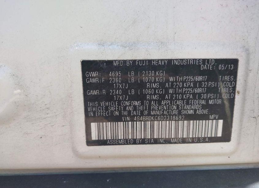 Photo 9 of 2013 Subaru Outback 3.6R LIMITED (VIN 4S4BRDKC6D2318692)