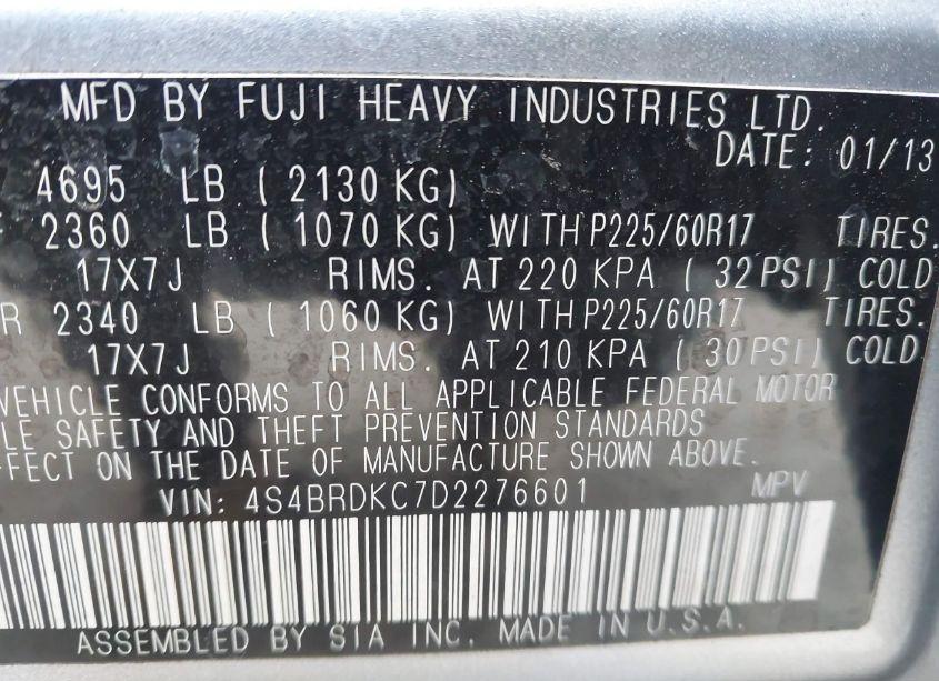 Photo 9 of 2013 Subaru Outback 3.6R LIMITED (VIN 4S4BRDKC7D2276601)