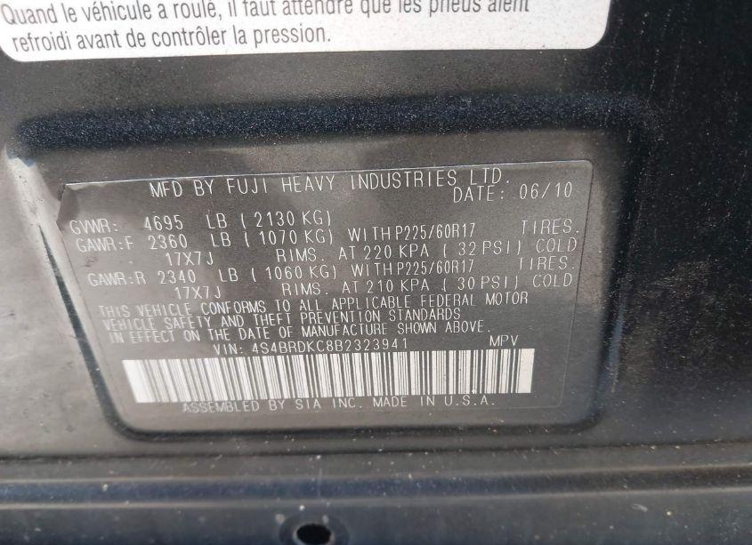 Photo 9 of 2011 Subaru Outback 3.6R LIMITED (VIN 4S4BRDKC8B2323941)