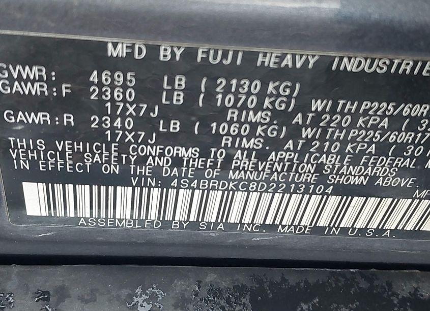 Photo 9 of 2013 Subaru Outback 3.6R LIMITED (VIN 4S4BRDKC8D2213104)