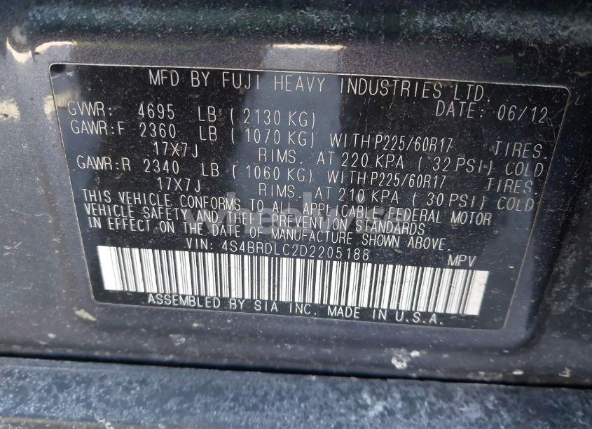 Photo 9 of 2013 Subaru Outback 3.6R LIMITED (VIN 4S4BRDLC2D2205188)