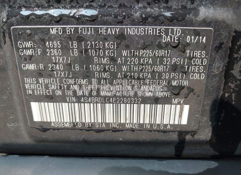 Photo 9 of 2014 Subaru Outback 3.6R LIMITED (VIN 4S4BRDLC4E2280332)