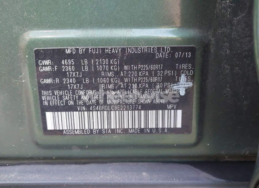 Photo 9 of 2014 Subaru Outback 3.6R LIMITED (VIN 4S4BRDLC9E2213774)