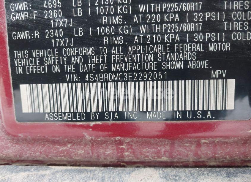 Photo 9 of 2014 Subaru Outback 3.6R LIMITED (VIN 4S4BRDMC3E2292051)