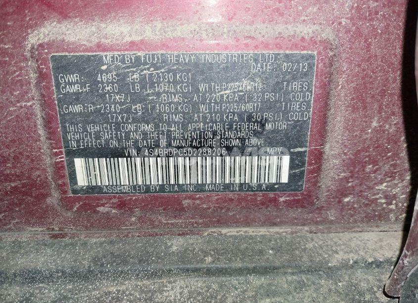 Photo 9 of 2013 Subaru Outback 3.6R LIMITED (VIN 4S4BRDPC5D2288206)