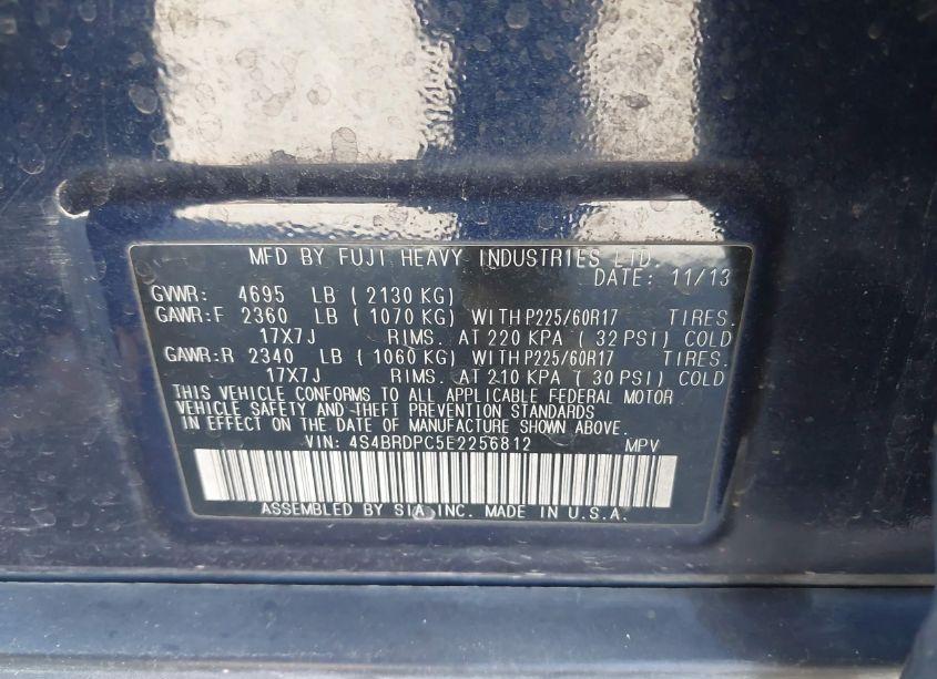 Photo 9 of 2014 Subaru Outback 3.6R LIMITED (VIN 4S4BRDPC5E2256812)