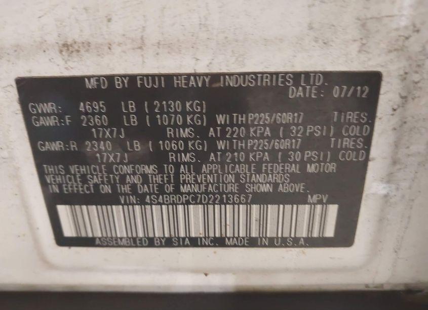 Photo 9 of 2013 Subaru Outback 3.6R LIMITED (VIN 4S4BRDPC7D2213667)