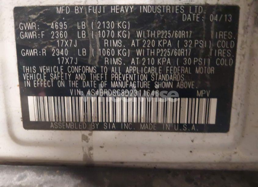 Photo 9 of 2013 Subaru Outback 3.6R LIMITED (VIN 4S4BRDSC8D2311646)