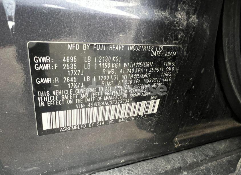 Photo 8 of 2015 Subaru Outback 2.5I (VIN 4S4BSAAC3F3233343)