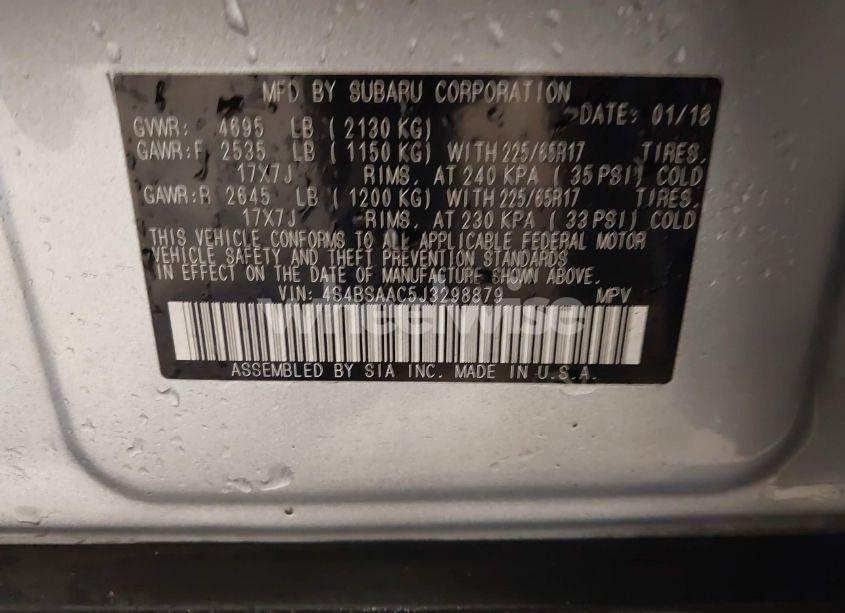 Photo 9 of 2018 Subaru Outback 2.5I (VIN 4S4BSAAC5J3298879)