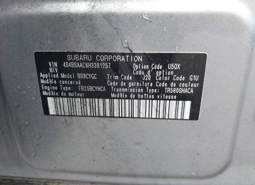 Photo 9 of 2017 Subaru Outback 2.5I (VIN 4S4BSAAC6H3391257)