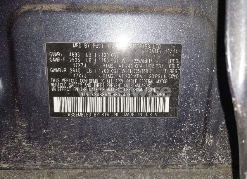 Photo 9 of 2015 Subaru Outback 2.5I (VIN 4S4BSAAC9F3249319)