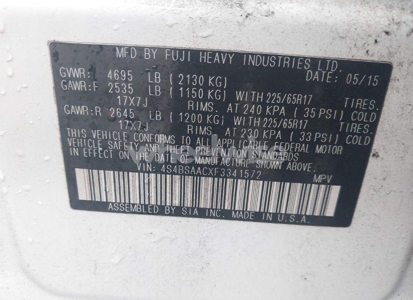 Photo 9 of 2015 Subaru Outback 2.5I (VIN 4S4BSAACXF3341572)