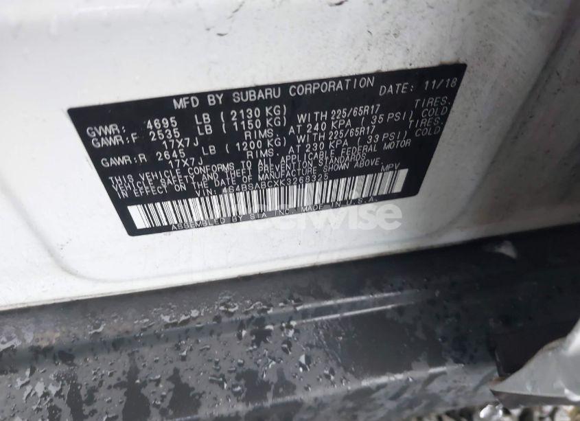 Photo 9 of 2019 Subaru Outback 2.5I (VIN 4S4BSABCXK3268325)