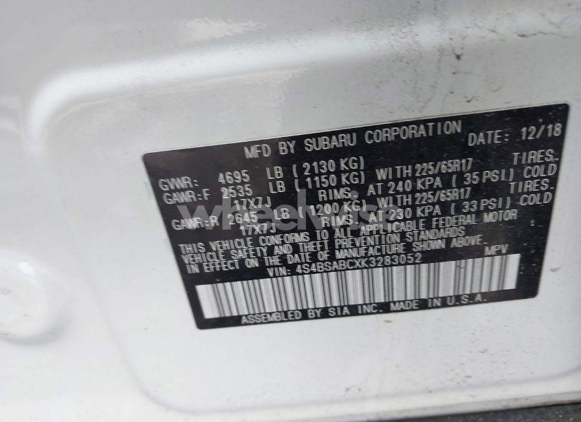 Photo 9 of 2019 Subaru Outback 2.5I (VIN 4S4BSABCXK3283052)