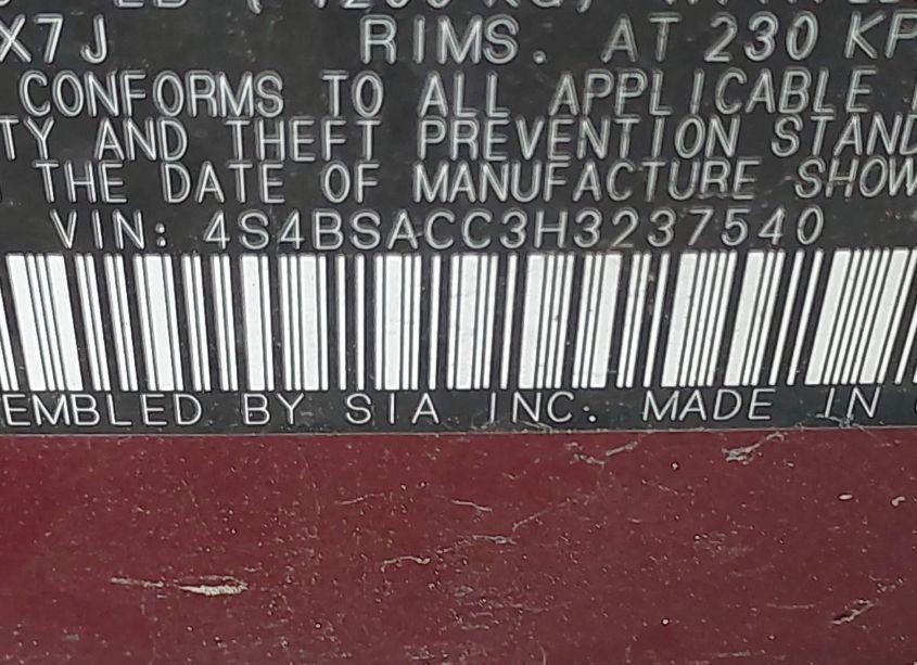 Photo 9 of 2017 Subaru Outback 2.5I PREMIUM (VIN 4S4BSACC3H3237540)