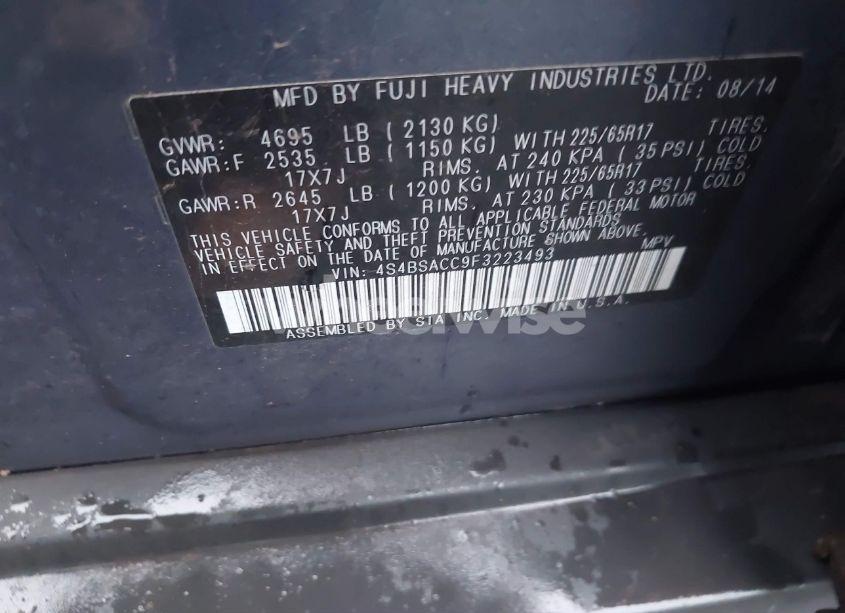 Photo 9 of 2015 Subaru Outback 2.5I PREMIUM (VIN 4S4BSACC9F3223493)