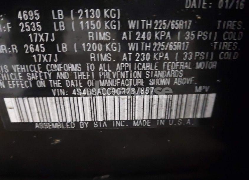 Photo 9 of 2016 Subaru Outback 2.5I PREMIUM (VIN 4S4BSACC9G3287857)