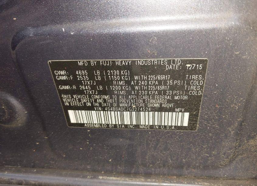 Photo 9 of 2016 Subaru Outback 2.5I PREMIUM (VIN 4S4BSADC7G3274524)