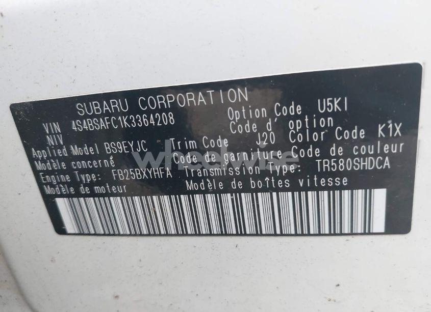 Photo 9 of 2019 Subaru Outback 2.5I PREMIUM (VIN 4S4BSAFC1K3364208)