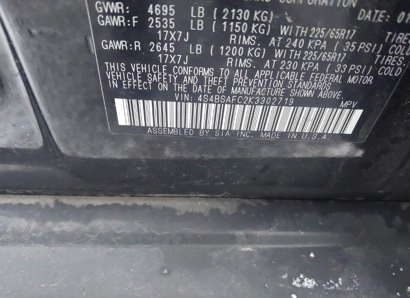 Photo 9 of 2019 Subaru Outback 2.5I PREMIUM (VIN 4S4BSAFC2K3302719)