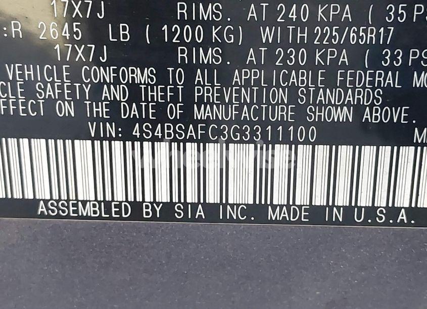 Photo 9 of 2016 Subaru Outback 2.5I PREMIUM (VIN 4S4BSAFC3G3311100)