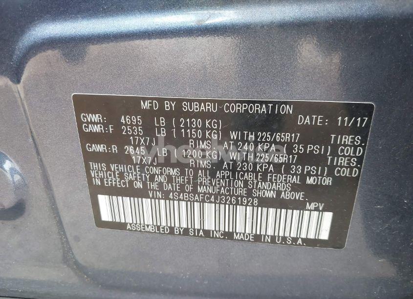 Photo 9 of 2018 Subaru Outback 2.5I PREMIUM (VIN 4S4BSAFC4J3261928)