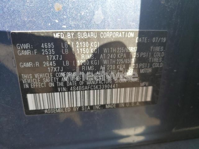 Photo 9 of 2019 SUBARU OUTBACK 2.5I PREMIUM (VIN 4S4BSAFC5K3390441)