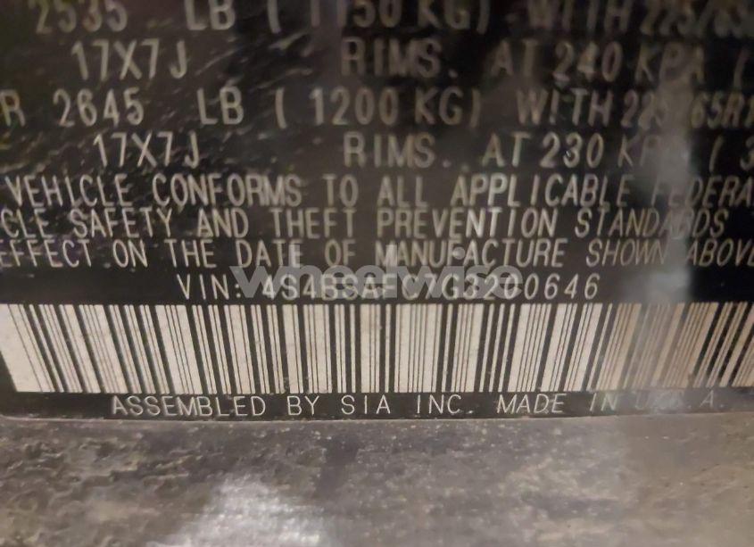 Photo 9 of 2016 Subaru Outback 2.5I PREMIUM (VIN 4S4BSAFC7G3200646)