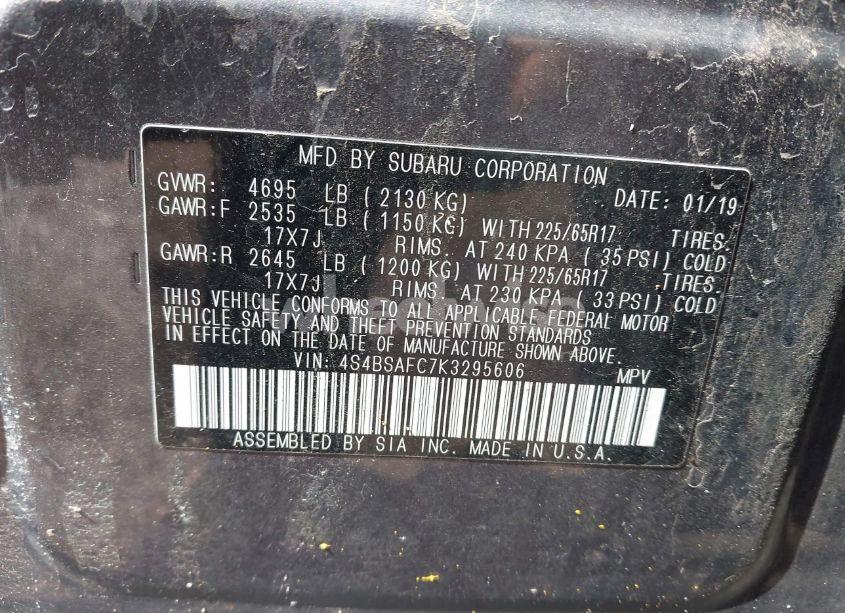 Photo 9 of 2019 Subaru Outback 2.5I PREMIUM (VIN 4S4BSAFC7K3295606)