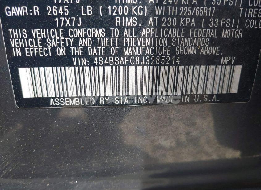 Photo 9 of 2018 Subaru Outback 2.5I PREMIUM (VIN 4S4BSAFC8J3285214)