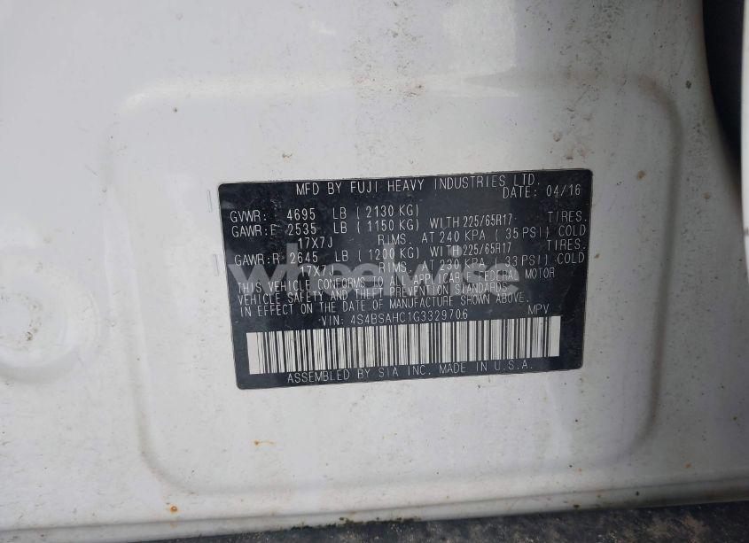 Photo 9 of 2016 Subaru Outback 2.5I PREMIUM (VIN 4S4BSAHC1G3329706)