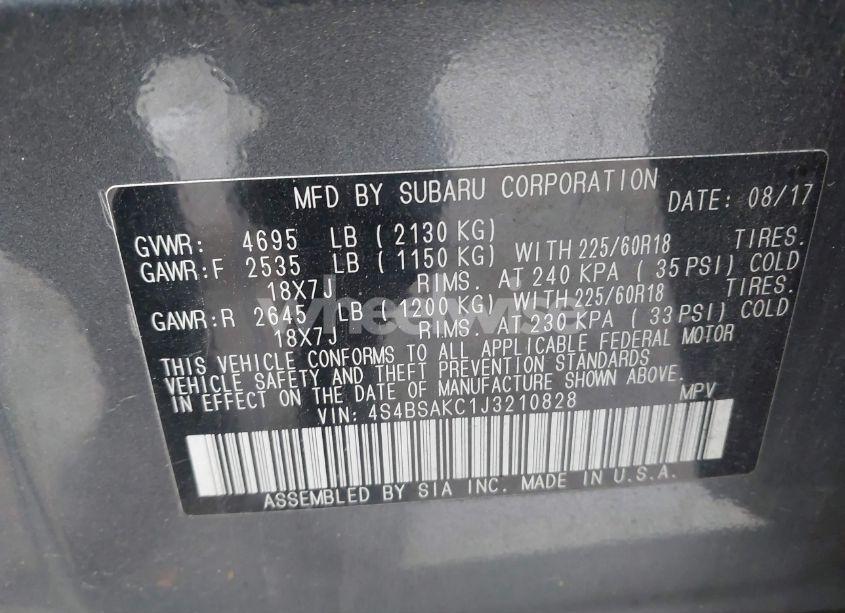 Photo 9 of 2018 Subaru Outback 2.5I LIMITED (VIN 4S4BSAKC1J3210828)