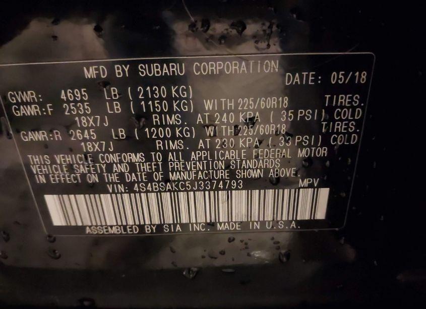 Photo 9 of 2018 Subaru Outback 2.5I LIMITED (VIN 4S4BSAKC5J3374793)