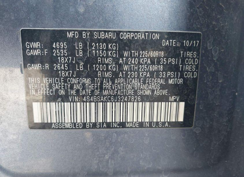 Photo 9 of 2018 Subaru Outback 2.5I LIMITED (VIN 4S4BSAKC6J3247826)