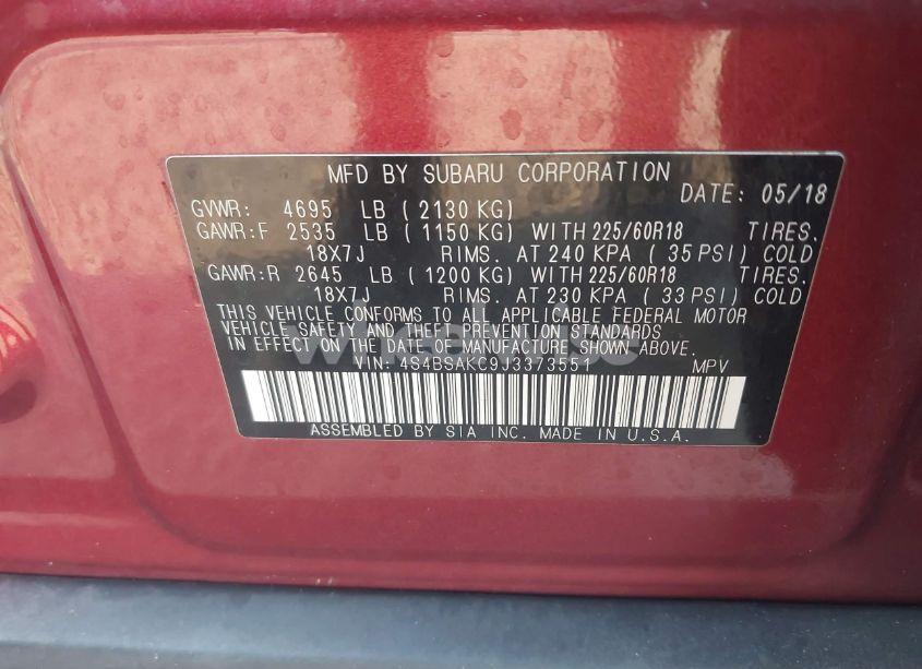 Photo 9 of 2018 Subaru Outback 2.5I LIMITED (VIN 4S4BSAKC9J3373551)