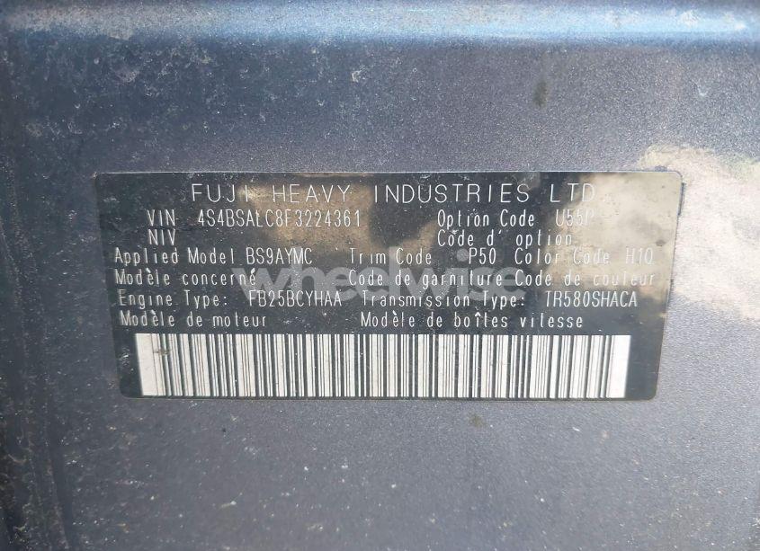 Photo 9 of 2015 Subaru Outback 2.5I LIMITED (VIN 4S4BSALC8F3224361)