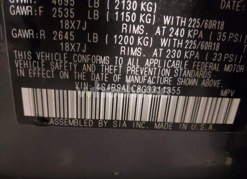 Photo 9 of 2016 Subaru Outback 2.5I LIMITED (VIN 4S4BSALC8G3311355)