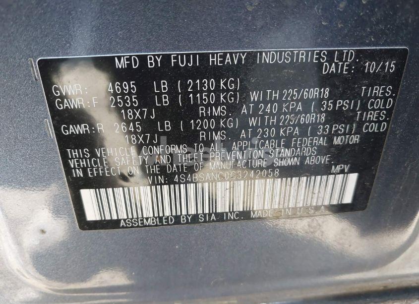 Photo 9 of 2016 Subaru Outback 2.5I LIMITED (VIN 4S4BSANC0G3242058)