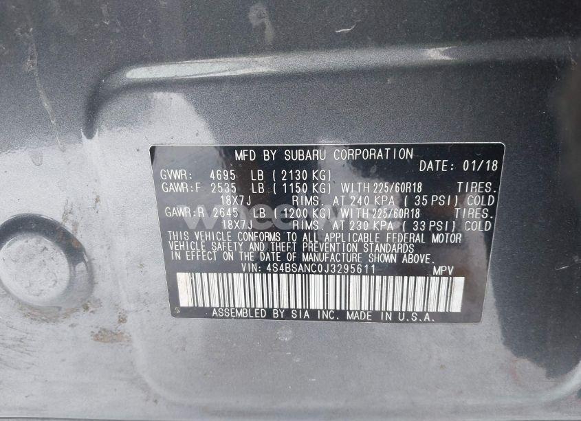 Photo 9 of 2018 Subaru Outback 2.5I LIMITED (VIN 4S4BSANC0J3295611)