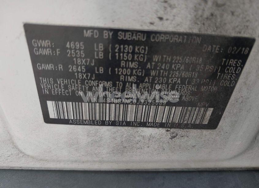 Photo 9 of 2018 Subaru Outback 2.5I LIMITED (VIN 4S4BSANC0J3325089)