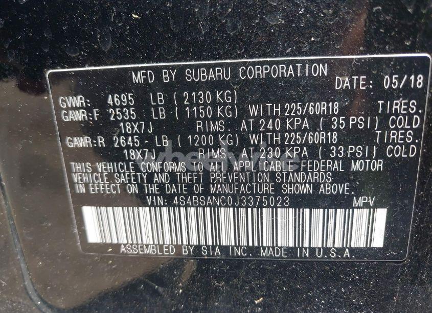 Photo 9 of 2018 Subaru Outback 2.5I LIMITED (VIN 4S4BSANC0J3375023)