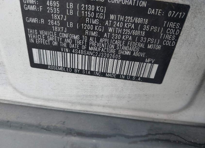 Photo 9 of 2018 Subaru Outback 2.5I LIMITED (VIN 4S4BSANC2J3202605)