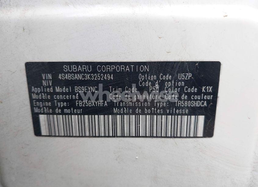 Photo 9 of 2019 Subaru Outback 2.5I LIMITED (VIN 4S4BSANC3K3252494)