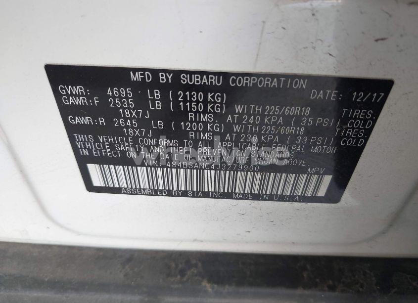 Photo 9 of 2018 Subaru Outback 2.5I LIMITED (VIN 4S4BSANC4J3279900)