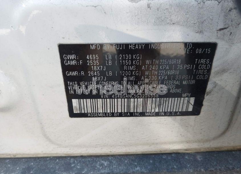 Photo 9 of 2016 Subaru Outback 2.5I LIMITED (VIN 4S4BSANC5G3206558)